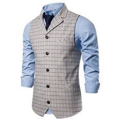 Mens Vest Casual Business Men Suit Vests Male Lattice Waistcoat