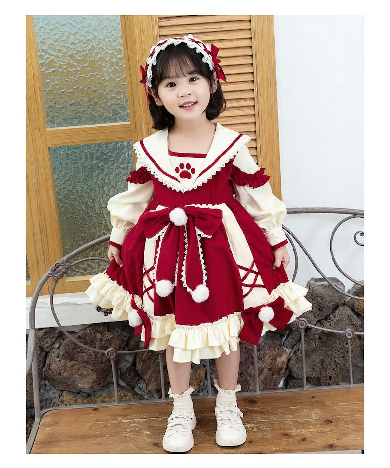 Kids Dress for Girls Baby Autumn Winter Lolita Girl Kawaii Wedding Dress Girl