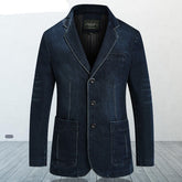 Mens Denim Blazer Male Suit Oversized Fashion Cotton Vintage 4XL