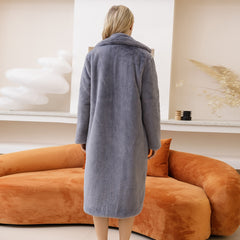 Women Winter Warm Faux Fur Coat Thick Women Long Coat Turn Down
