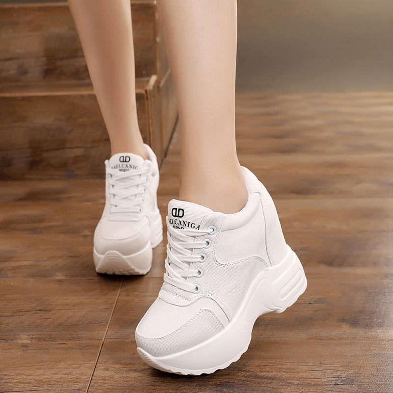 Women Sneakers Mesh Casual Platform Trainers Chunky Shoes 10CM Heels