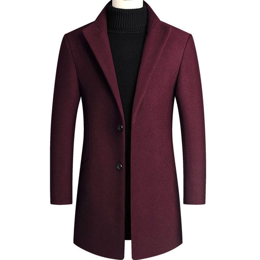 Thoshine Brand Autumn Winter 30% Wool Men Thick Coats Turn Down