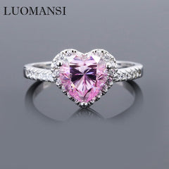 Super Flash 2CT Pink Heart-Shaped Moissanite Ring GRA Certificate Wedding Party