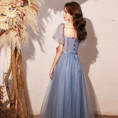 Homecoming Dresses: Square Collar Prom Dresses A-line Floor Length Gowns