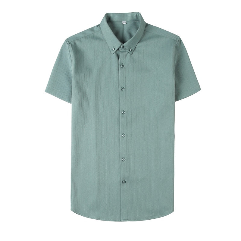 High Quality Summer Men Dress Striped Shirts Short Sleeve Fashion