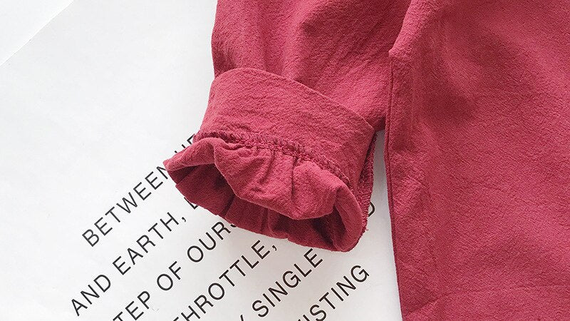 Girls Dress Autumn Big Mesh Lapel Sweet Lantern Sleeve Dress Children Baby Kids