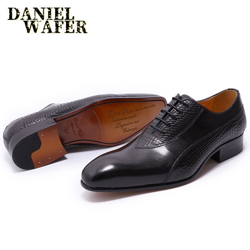 Luxury Men Oxford Shoes Men Dress Shoes Leather Italian Red Black