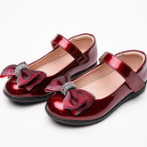 School Black Leather Shoes Girls Bow Princess Shoes Children