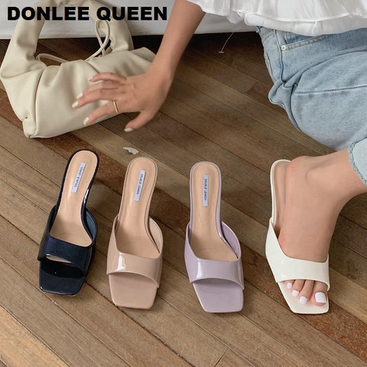 High Heels Slippers Women Slip On Slide Elegant Mule Shoes Women Sandal