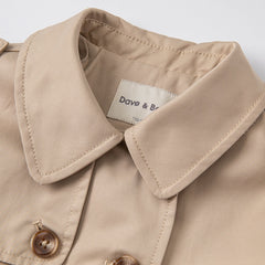 spring kids girls fashion solid button pockets hooded coat