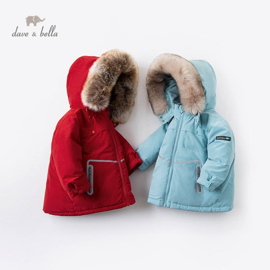 winter baby unisex fashion solid hooded down coat children