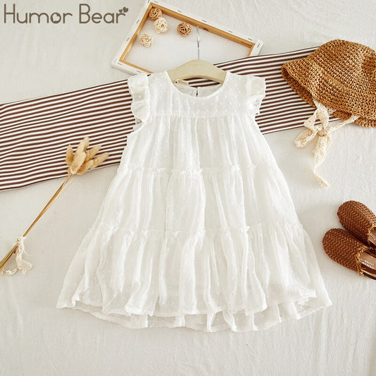 Humor Bear Summer Girl Dresses Soild Dresses Princess Girls Clothes
