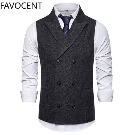 Vest Men Double Breasted Suit Vests Men Mens Sleeveless Suit Vest Waistcoat