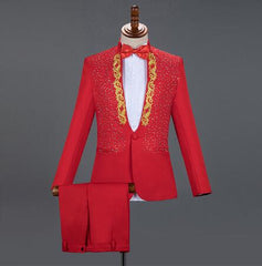 Tuxedo for Mens: Red Diamond Floral Men Suits for Wedding Mens Suits 3 Piece