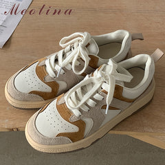 Flats Sneakers Women Shoes Natural Genuine Leather Flat Platform