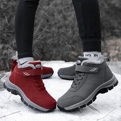 Winter Women Men Boots Plush Leather Waterproof Sneakers