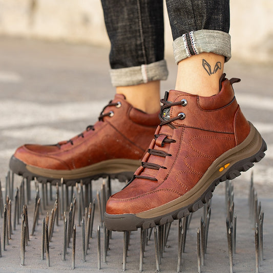 Men Leather Safety Work Boots Steel Toe Puncture-proof Indestructible