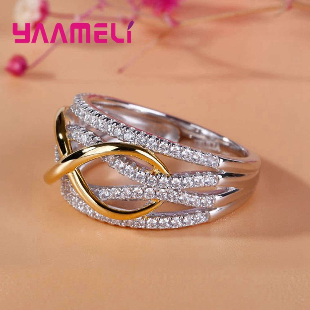 Luxury 925 Sterling Silver Engagement Rings Women Fashion Jewelry Love Ring