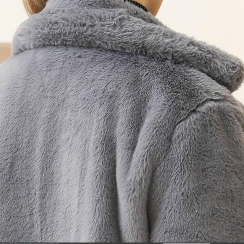 Elegant Long Winter Faux Fur Coat Women Fashion Plush Fur Coats Loose