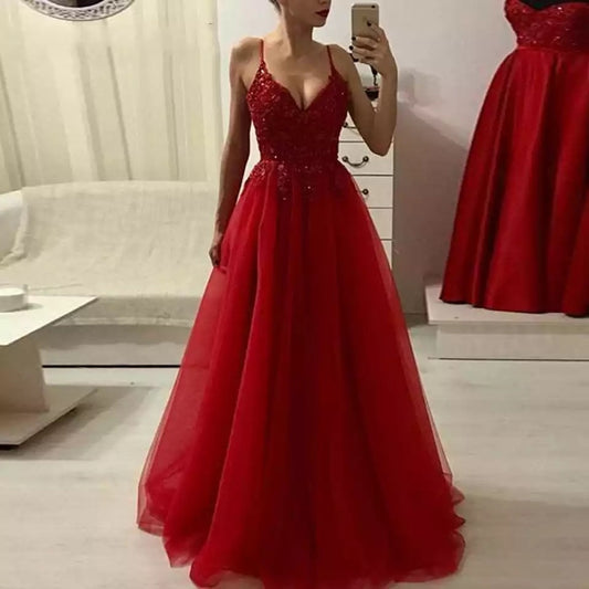 Homecoming Dresses: Red Prom Dresses Women Formal Party Night Long Sequins
