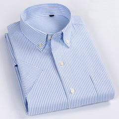 Men Casual Striped Shirt Men Summer Style Social Plaid
