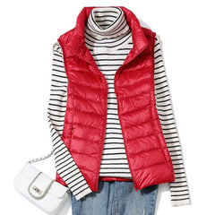 Ultra Light Down Vest Women Short Vest Windproof Lightweight Warm Waistcoat