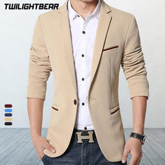 Brand Mens Casual Blazers Autumn Spring Fashion Slim Suit Jacket