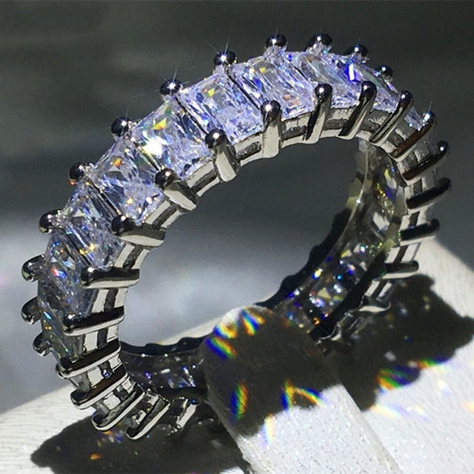 Trendy Elegant Zircon Rings For Women White CZ Crystal