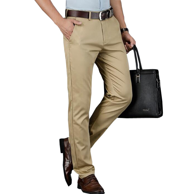 Spring summer men's pants business high quality brand stretch straight pants
