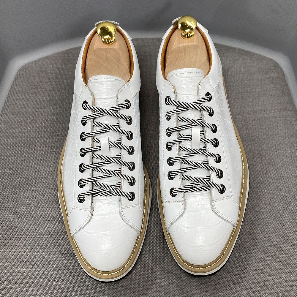 Mens Casual Shoes Genuine Leather Lace-Up