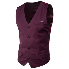 Purple Suit Vest Men Spring Slim Fit Sleeveless Vest Waistcoat Mens