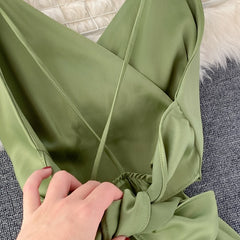 Boho Slim V Neck Summer Bandage Backless Maxi Long Dress Women Casual