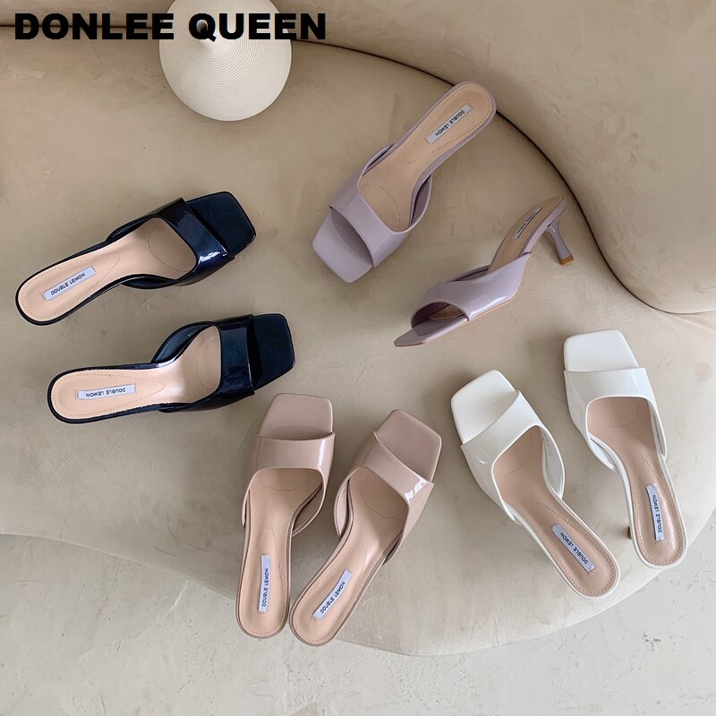 High Heels Slippers Women Slip On Slide Elegant Mule Shoes Women Sandal