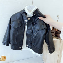 Spring Autumn Children Boys Girls leather jacket Fashion