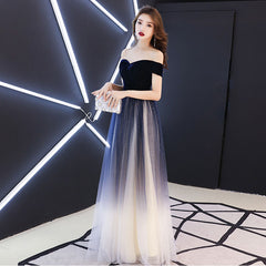Homecoming Dresses: Navy blue elegant Prom party Dresses dress evening long