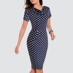Women Casual Leopard Print Office Business Sheath Slim Summer Pencil Dress