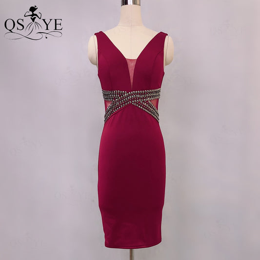 Homecoming Dresses: Prom Dresses Sheath Stretchy Evening Deep V Neck Party Girl