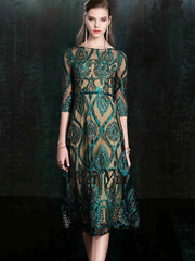 Evening wear Dresses: Green Evening Dress Vintage Sequins Appliques