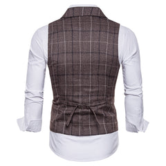 Mens Vest Casual Business Men Suit Vests Male Lattice Waistcoat