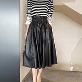 Women Clothing England Fashion Fungus Elastic Waist Umbrella Pleated Skirt