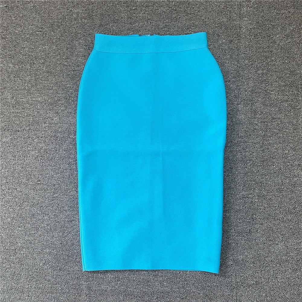Women Rayon Bandage Skirt Elegant Pencil Skirt Celebrity