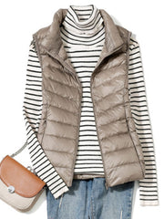 Ultra Light Down Vest Women Short Vest Windproof Lightweight Warm Waistcoat