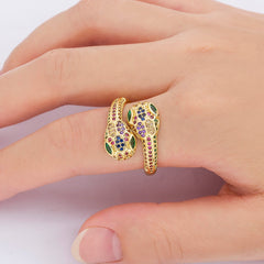 Punk Snake Rings For Women Rainbow CZ Stones Party Opening