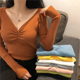 V Neck Women Sweater Autumn Knitted Pullover Jumper