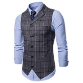 Mens Vest Casual Business Men Suit Vests Male Lattice Waistcoat