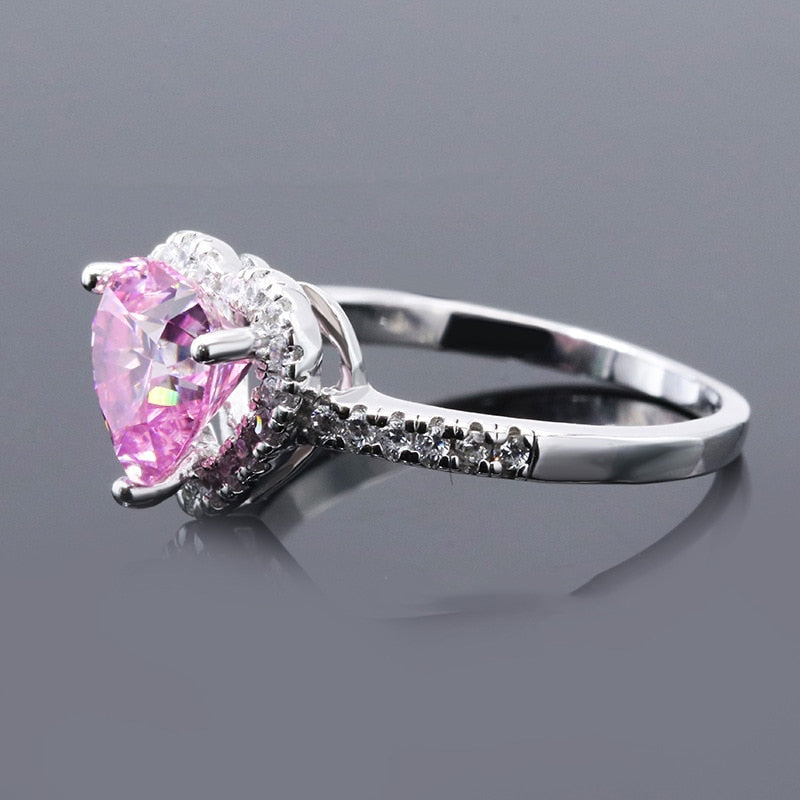 Super Flash 2CT Pink Heart-Shaped Moissanite Ring GRA Certificate Wedding Party