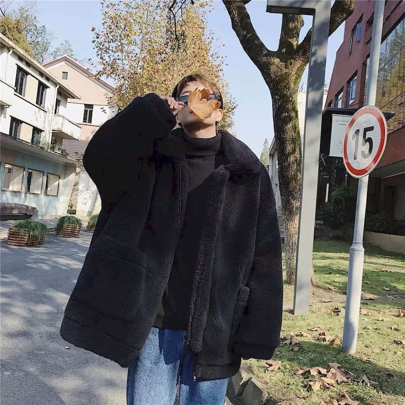 Cotton thick lamb wool coat men's winter padded jacket