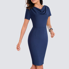 Women Casual Leopard Print Office Business Sheath Slim Summer Pencil Dress