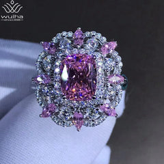 Luxury 100% 925 Sterling Silver 3EX 2CT VVS Pink Created Moissanite