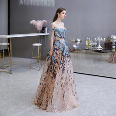 Prom Dress Colorful Sequin Off Shoulder Sweetheart Long Party